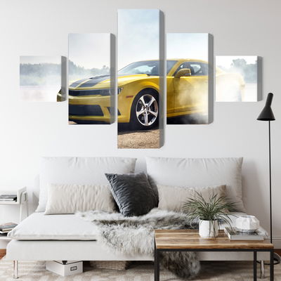 Ljuddämpande tavla - 3d drifting yellow car