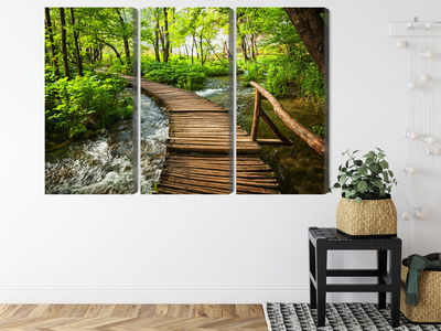 Ljuddämpande tavla - Wooden pier in the forest