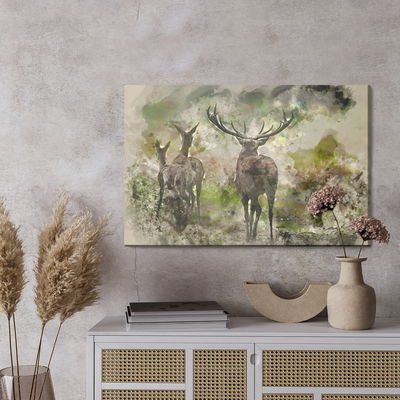 Ljuddämpande tavla - Watercolor deer in the forest