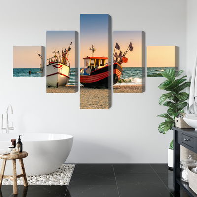 Ljuddämpande tavla - Fishing boats on the beach