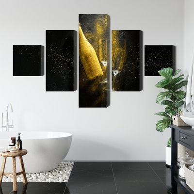 Ljuddämpande tavla - Golden bottle of champagne