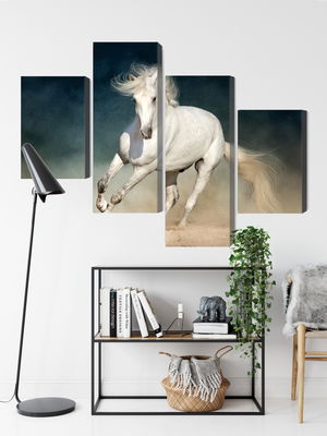 Ljuddämpande tavla - A white horse at a gallop