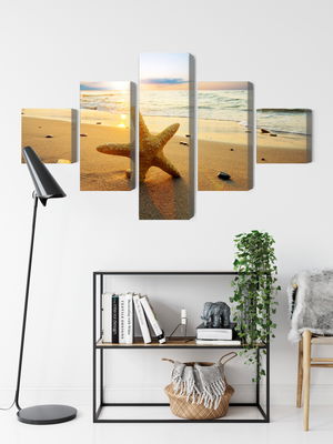 Ljuddämpande tavla - Starfish on the beach 3d