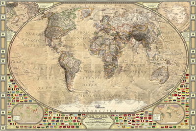 Ljuddämpande tavla - Vintage world map