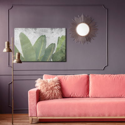 Ljuddämpande tavla - Tropical leaves on concrete