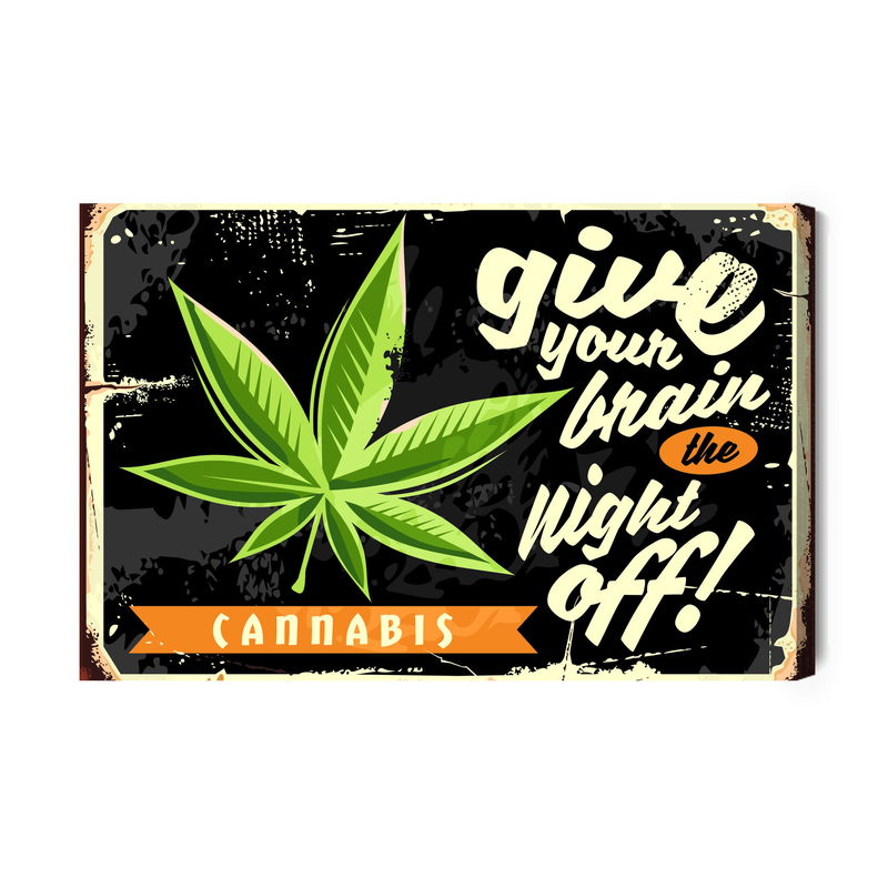 Ljuddämpande tavla - Cannabis leaf and retro