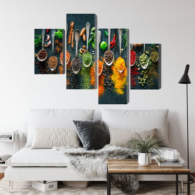 Ljuddämpande tavla - Herbs and spices on spoons