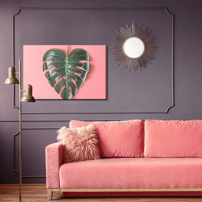 Ljuddämpande tavla - Heart-shaped monstera leaf