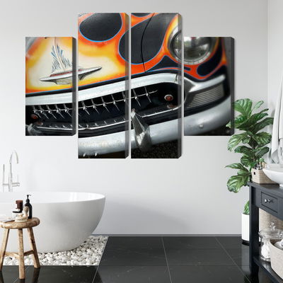Ljuddämpande tavla - Historic car with flames