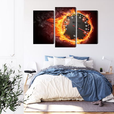 Ljuddämpande tavla - Speedometer in flames