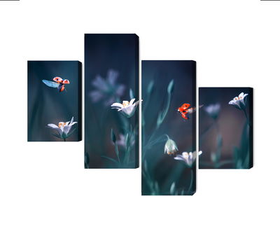 Ljuddämpande tavla - Ladybugs and wildflowers