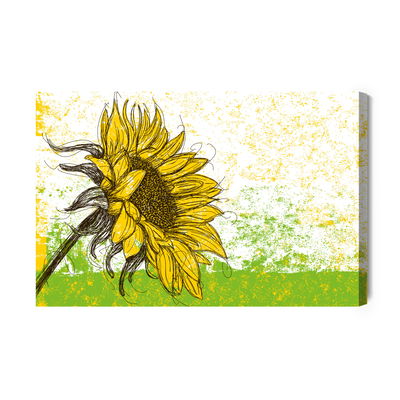Ljuddämpande tavla - Drawn sunflower in retro