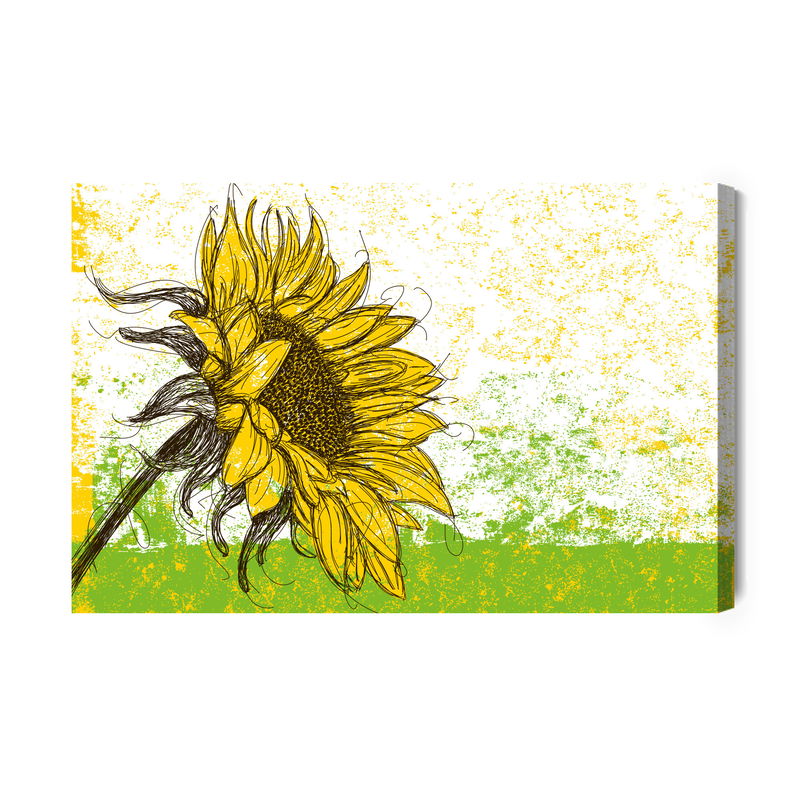 Ljuddämpande tavla - Drawn sunflower in retro