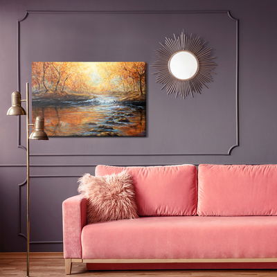 Ljuddämpande tavla - River in the autumn forest