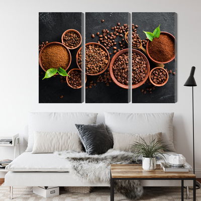 Ljuddämpande tavla - Ground coffee and beans