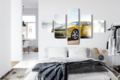 Ljuddämpande tavla - 3d drifting yellow car