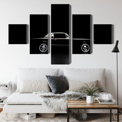 Ljuddämpande tavla - Black retro car on a dark