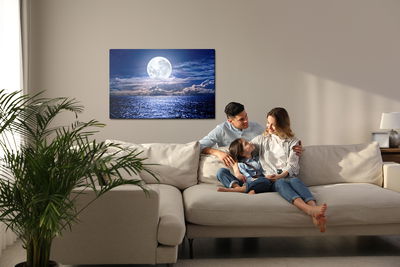 Ljuddämpande tavla - Full moon on the baltic sea