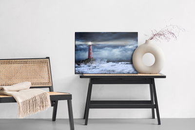 Ljuddämpande tavla - Sea storm and lighthouse