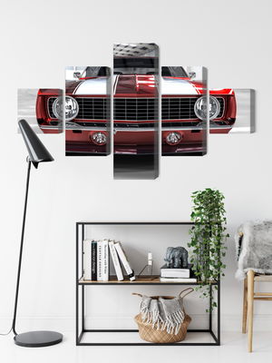 Ljuddämpande tavla - A red muscle car in a garage