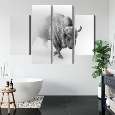 Ljuddämpande tavla - Bison in the fog 3d