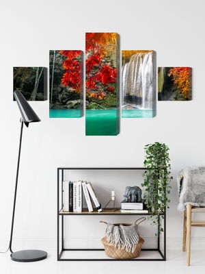 Ljuddämpande tavla - Cascade in the autumn forest