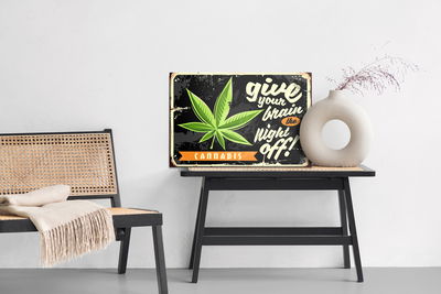 Ljuddämpande tavla - Cannabis leaf and retro