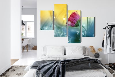 Ljuddämpande tavla - Pink flower on a 3d meadow