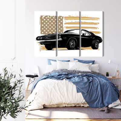 Ljuddämpande tavla - American muscle car with Usa