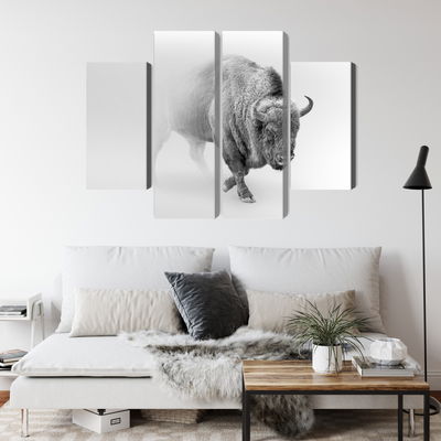 Ljuddämpande tavla - Bison in the fog 3d