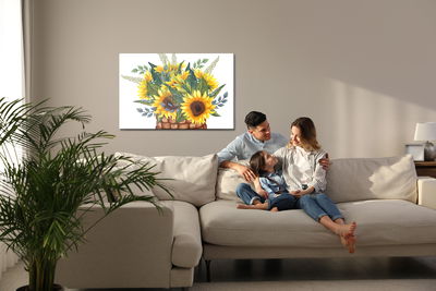 Ljuddämpande tavla - Basket with a bouquet