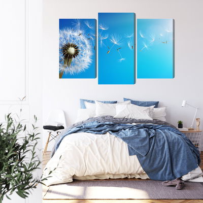 Ljuddämpande tavla - Dandelion with flying seeds