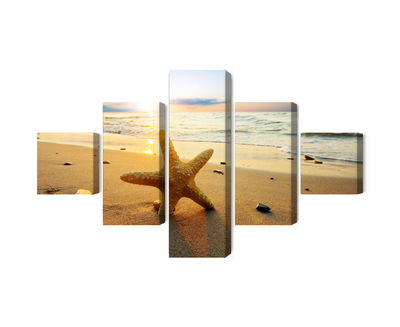 Ljuddämpande tavla - Starfish on the beach 3d