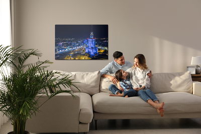 Ljuddämpande tavla - Illuminated Warsaw at night