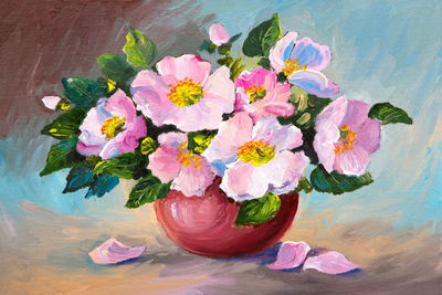 Ljuddämpande tavla - Roses in a vase as painted