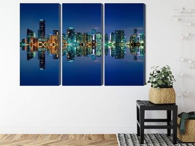 Ljuddämpande tavla - Panorama of miami by night