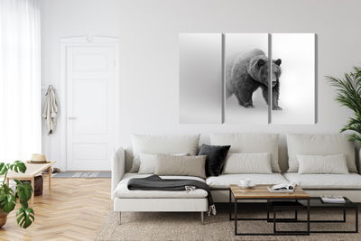 Ljuddämpande tavla - Bear in the fog 3d