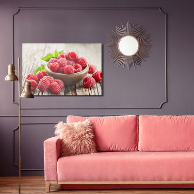 Ljuddämpande tavla - Fresh raspberries on wooden