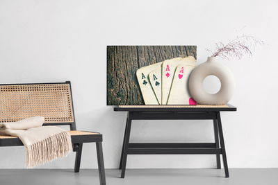 Ljuddämpande tavla - Old cards on a wooden table