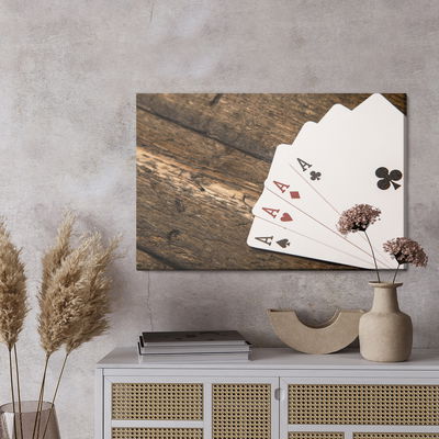 Ljuddämpande tavla - Aces on a wooden table