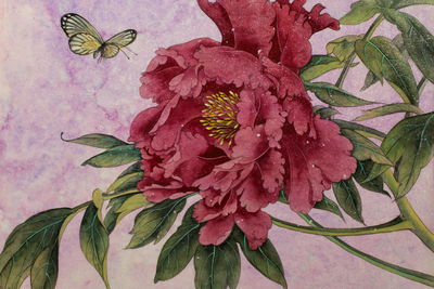 Ljuddämpande tavla - Peonies and butterflies