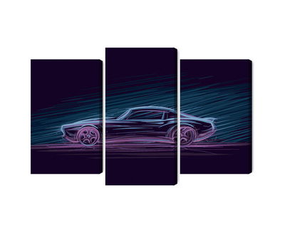 Ljuddämpande tavla - Neon muscle car