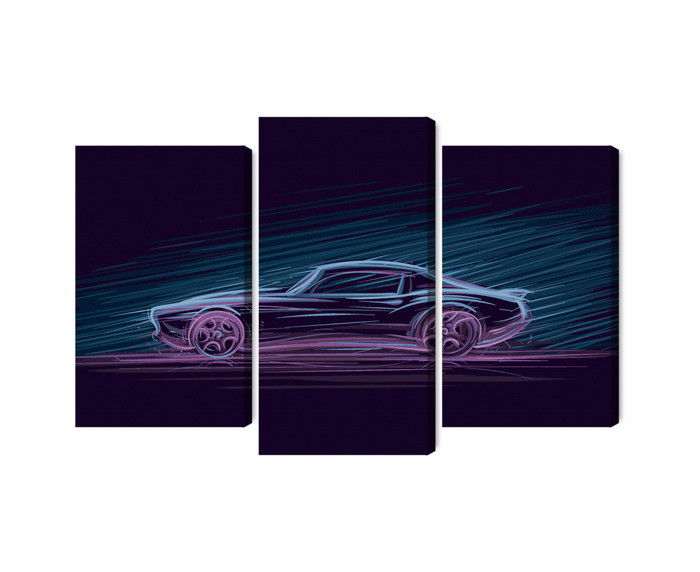 Ljuddämpande tavla - Neon muscle car