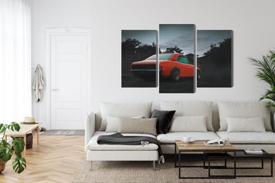 Ljuddämpande tavla - Orange retro car