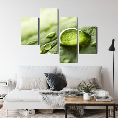 Ljuddämpande tavla - Water drops on a leaf