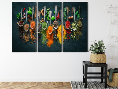 Ljuddämpande tavla - Herbs and spices on spoons