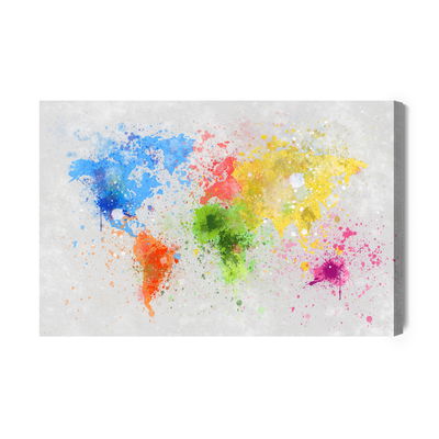 Ljuddämpande tavla - Colorful world map painted