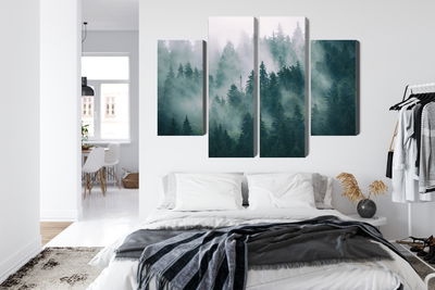 Ljuddämpande tavla - Fog in the green forest