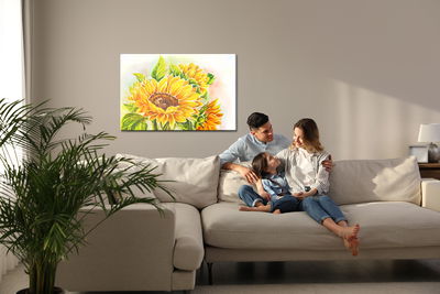 Ljuddämpande tavla - Watercolor sunflower flowers