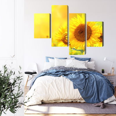 Ljuddämpande tavla - Blooming sunflowers 3d